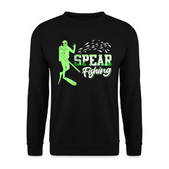 Spearfishing Dive Fischjagd Speerfischer - Unisex Pullover - Schwarz - Vorne - Alina (178cm) & Michal (187cm)