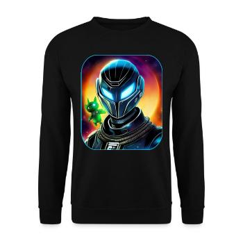 Space Astronaut with Alien Fairy - Unisex Sweatshirt - black - Front - Alina (178cm) & Michal (187cm)