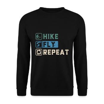 Hike Fly Repeat Mountaineering Paragliding - Unisex Sweatshirt - black - Front - Alina (178cm) & Michal (187cm)