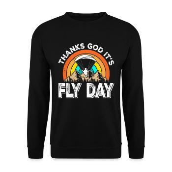 Paragliding Thanks God it's Fly Day Mountaineering - Unisex Sweatshirt - black - Front - Alina (178cm) & Michal (187cm)