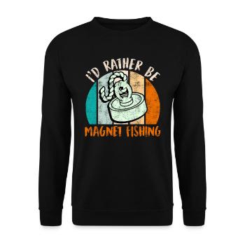 Magnetfischer I´d rather be magnet fishing - Unisex Pullover - Schwarz - Vorne - Alina (178cm) & Michal (187cm)