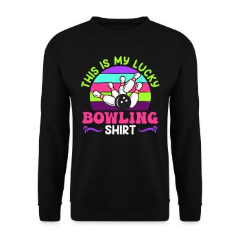 Bowling Player This is my Lucky Bowling Shirt - Unisex Sweatshirt - black - Front - Alina (178cm) & Michal (187cm)