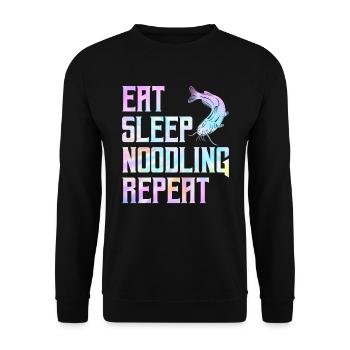 Flathead Fish Eat Sleep Noodling Repeat Catfish - Unisex Sweatshirt - black - Front - Alina (178cm) & Michal (187cm)