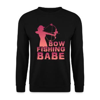 Bowfishing Babe Bogenfischer Fischjagd Girls - Unisex Pullover - Schwarz - Vorne - Alina (178cm) & Michal (187cm)