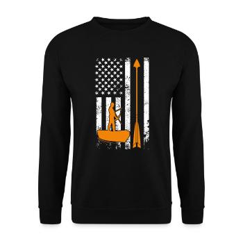 USA Bogenfischen Fischjagd Bogenjäger - Unisex Pullover - Schwarz - Vorne - Alina (178cm) & Michal (187cm)