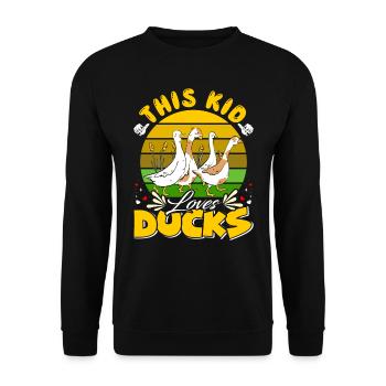Chemise pour enfants Duck Lover Ce gamin aime les canards - Sweat-shirt Unisexe - noir - Devant - Alina (178cm) & Michal (187cm)