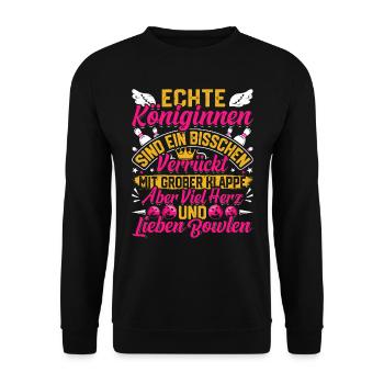 Bowling Ladies Real queens love bowling - Unisex Sweatshirt - black - Front - Alina (178cm) & Michal (187cm)