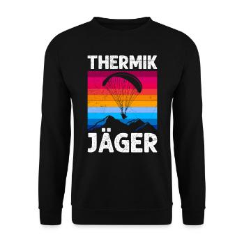 Thermik Jäger Gleitschirmflieger Pilot - Unisex Pullover - Schwarz - Vorne - Alina (178cm) & Michal (187cm)