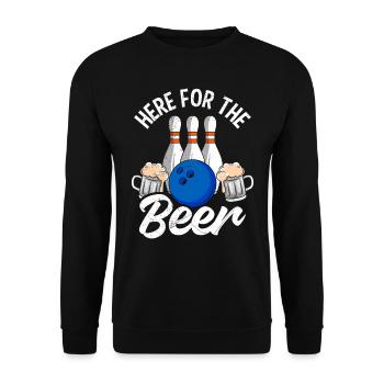 Bowling Für das Bier hier Bierliebhaber Bowler - Unisex Pullover - Schwarz - Vorne - Alina (178cm) & Michal (187cm)