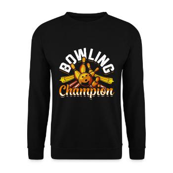 Bowling Champion Bowlingbahn Bowlen Shirt - Unisex Pullover - Schwarz - Vorne - Alina (178cm) & Michal (187cm)