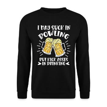 Bowling Player I may Suck in Bowling Beer Fan - Unisex Sweatshirt - black - Front - Alina (178cm) & Michal (187cm)