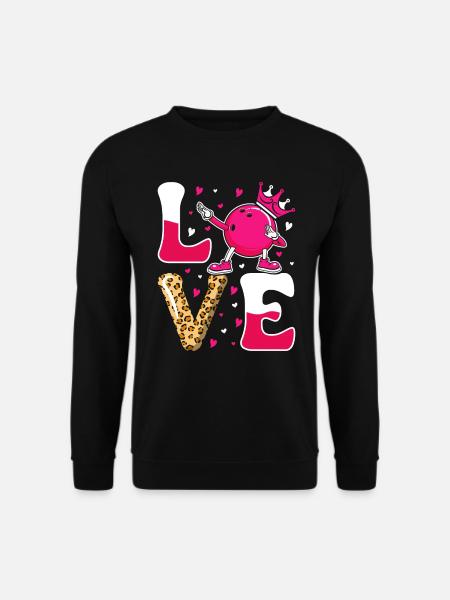 LOVE Bowling Shirt Damen Bowlingbahn Outfit - Unisex Pullover - Schwarz