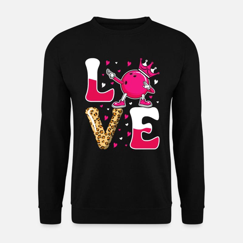 LOVE Bowling Shirt Damen Bowlingbahn Outfit - Unisex Pullover - Schwarz