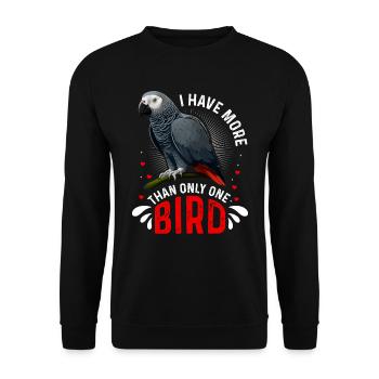 Perroquet gris J’ai plus d’un oiseau - Sweat-shirt Unisexe - noir - Devant - Alina (178cm) & Michal (187cm)