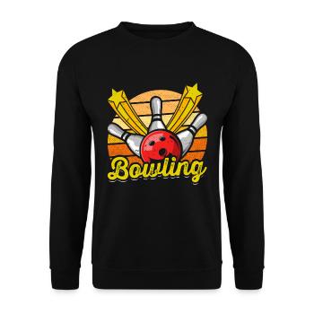 Bowling Shirt Bowlingspieler Bowlingkugel - Unisex Pullover - Schwarz - Vorne - Alina (178cm) & Michal (187cm)