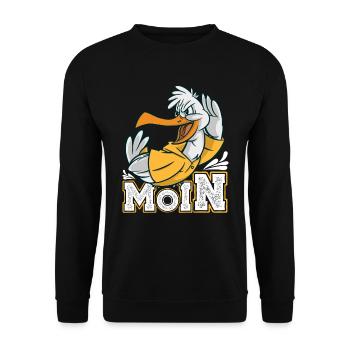 Moin Möwen Shirt Vogelliebhaber Norddeutsch - Unisex Pullover - Schwarz - Vorne - Alina (178cm) & Michal (187cm)