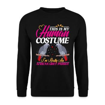 Grey Parrot This is my Human Costume Parrot - Unisex Sweatshirt - black - Front - Alina (178cm) & Michal (187cm)
