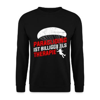 Paragliding is cheaper than sport flying therapy - Unisex Sweatshirt - black - Front - Alina (178cm) & Michal (187cm)