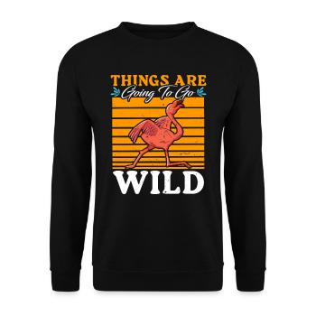 Flamingo Party Things are going to be Wild - Unisex Pullover - Schwarz - Vorne - Alina (178cm) & Michal (187cm)