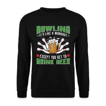 Bowling is like a Workout Biertrinker Bowler - Unisex Sweatshirt - black - Front - Alina (178cm) & Michal (187cm)