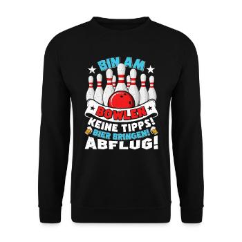 Bowling Bin am Bowlen Keine Tipps! Bier bringen! - Unisex Pullover - Schwarz - Vorne - Alina (178cm) & Michal (187cm)