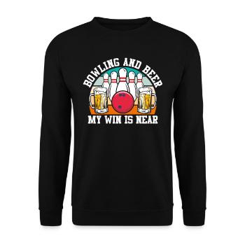 Bowling and Beer My Win is Near Bierfan - Unisex Sweatshirt - black - Front - Alina (178cm) & Michal (187cm)