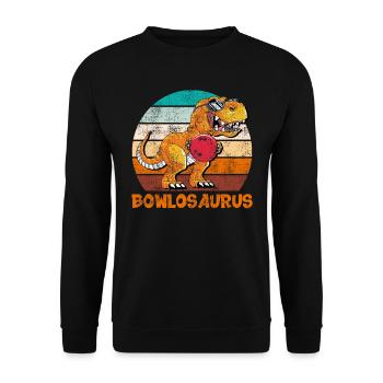 Bowling Player Bowlosaurus Dinosaur Fan - Unisex Sweatshirt - black - Front - Alina (178cm) & Michal (187cm)