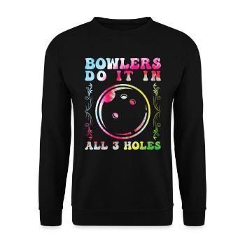 Bowlers Do it in All 3 Holes Lustig Bowling Männer - Unisex Pullover - Schwarz - Vorne - Alina (178cm) & Michal (187cm)