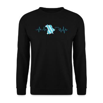 Free State of Bavaria Heart palpitations Bavarian flag - Unisex Sweatshirt - black - Front - Alina (178cm) & Michal (187cm)