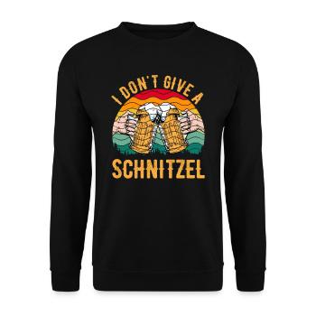 Schnitzel Shirt Bayerisch I don't Give a Schnitzel - Unisex Pullover - Schwarz - Vorne - Alina (178cm) & Michal (187cm)