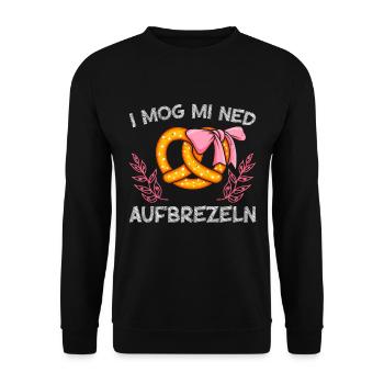 Bayerische Brezeln I Mog mi Ned Aufbrezeln Frauen - Unisex Pullover - Schwarz - Vorne - Alina (178cm) & Michal (187cm)
