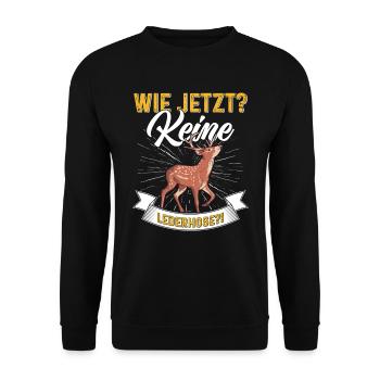 Wie Jetzt? Keine Lederhose Trachten - Unisex Pullover - Schwarz - Vorne - Alina (178cm) & Michal (187cm)