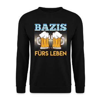 Bazis fürs Leben Biertrinker Bierkrug Bierfan - Unisex Pullover - Schwarz - Vorne - Alina (178cm) & Michal (187cm)