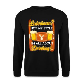 Lederhosn? Ned mei Gschmack Do zum Obfleagn! - Unisex Pullover - Schwarz - Vorne - Alina (178cm) & Michal (187cm)