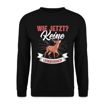 Wie Jetzt? Keine Lederhose Trachten - Unisex Pullover - Schwarz - Vorne - Alina (178cm) & Michal (187cm)
