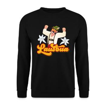 Bayern Lederhose Lausbua Herren Shirt Herbstfest - Unisex Pullover - Schwarz - Vorne - Alina (178cm) & Michal (187cm)