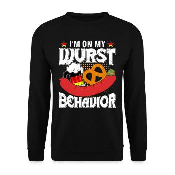 Deutschland On my Wurst Behavior Brezeln Bierfan - Unisex Pullover - Schwarz - Vorne - Alina (178cm) & Michal (187cm)