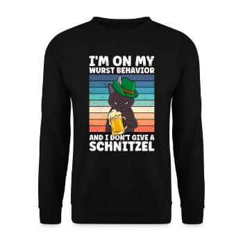 Deutsche Bratwurst I'm on my Wurst Behavior - Unisex Pullover - Schwarz - Vorne - Alina (178cm) & Michal (187cm)