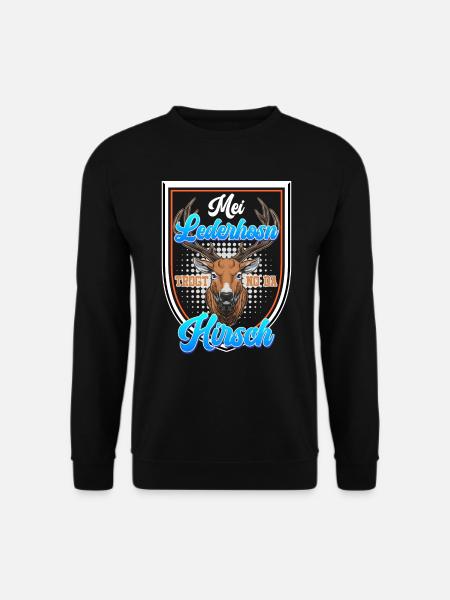 Mei Lederhosn Trogt no da Hirsch Bayerisch - Unisex Pullover - Schwarz