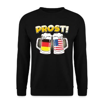 Cheers! Beer Mug Germany USA Beer Fan German - Unisex Sweatshirt - black - Front - Alina (178cm) & Michal (187cm)