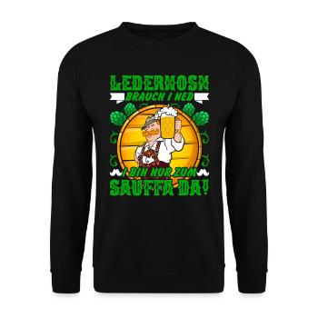 Lederhosn brauch I ned bin nur zum Sauffa da! - Unisex Pullover - Schwarz - Vorne - Alina (178cm) & Michal (187cm)