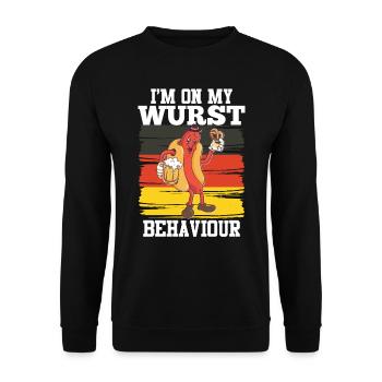 Deutschland I'm on my Bratwurst Behaviour - Unisex Pullover - Schwarz - Vorne - Alina (178cm) & Michal (187cm)