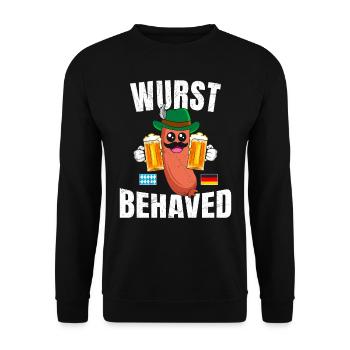Wurst Behaved Bratwurst Bierliebhaber Bayern - Unisex Pullover - Schwarz - Vorne - Alina (178cm) & Michal (187cm)