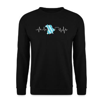 Free State of Bavaria Heart palpitations Bavarian flag - Unisex Sweatshirt - black - Front - Alina (178cm) & Michal (187cm)