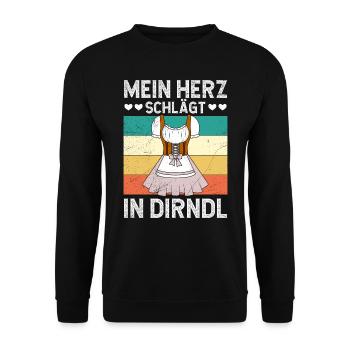 Deutschland Mein Herz schlägt in Dirndl Frauen - Unisex Pullover - Schwarz - Vorne - Alina (178cm) & Michal (187cm)