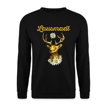 Lausmadl Dirndl Trachten Shirt Frauen Tracht - Unisex Pullover - Schwarz - Vorne - Alina (178cm) & Michal (187cm)
