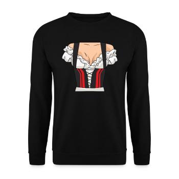 Trachten Shirt Frauen Dirndl Damen - Unisex Pullover - Schwarz - Vorne - Alina (178cm) & Michal (187cm)