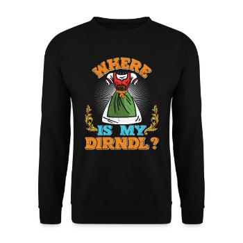 Where is my Dirndl? Trachten Shirt - Unisex Sweatshirt - black - Front - Alina (178cm) & Michal (187cm)