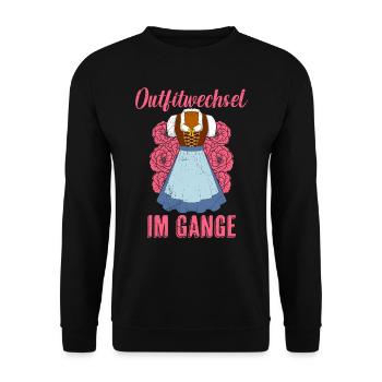 im Gange Dirndl Damen Bierfans - Unisex Pullover - Schwarz - Vorne - Alina (178cm) & Michal (187cm)