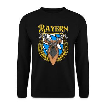 Bayern Shirt München Bayerische Flagge Bayer - Unisex Pullover - Schwarz - Vorne - Alina (178cm) & Michal (187cm)